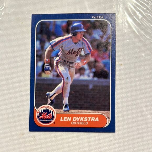 Fleer Mets Trading Card - Blue and Red rookie Len dykstra mint condition - Picture 1 of 3